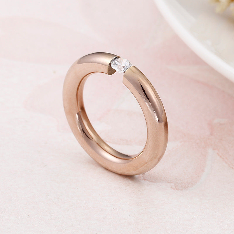 Wholesale Titanium Steel Gold-plated Zirconium Diamond Ring Personality Ring